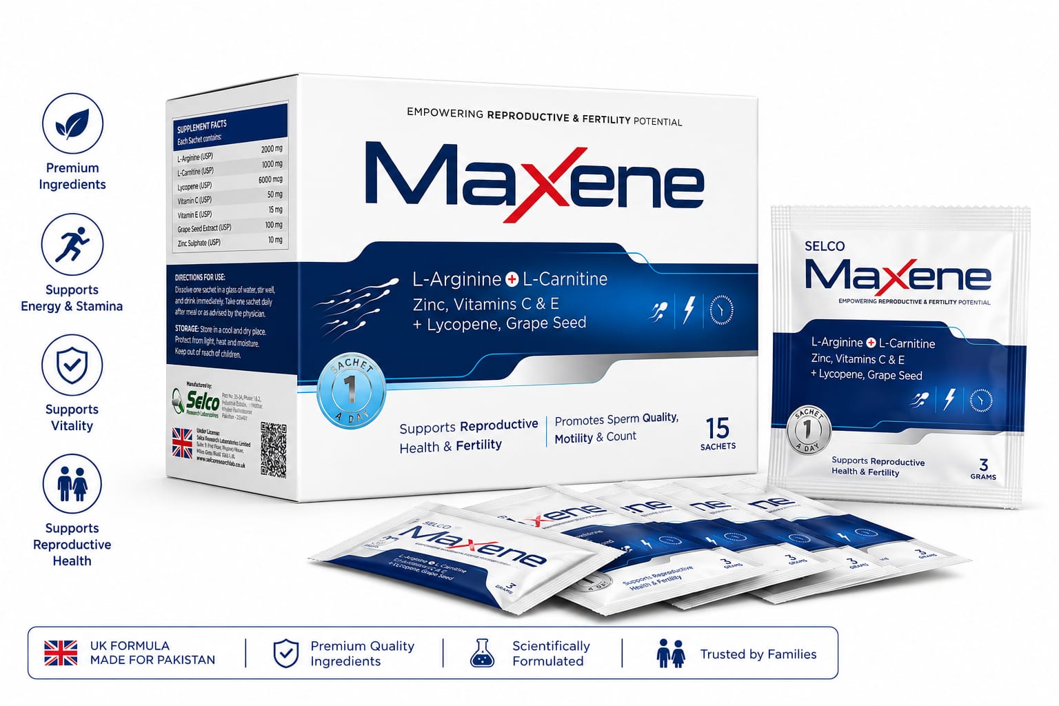 Maxene pack Maxene - Male Fertility & Reproductive Support | 15 Sachets - Image 1